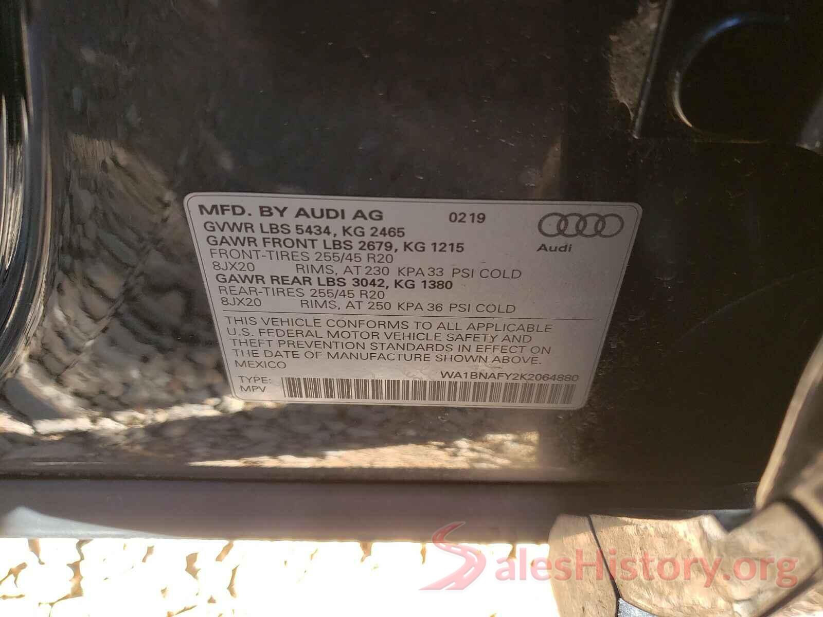 WA1BNAFY2K2064880 2019 AUDI Q5