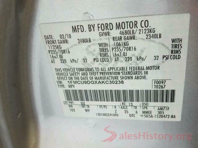 1FMCU0G62LUC50103 2010 FORD ESCAPE