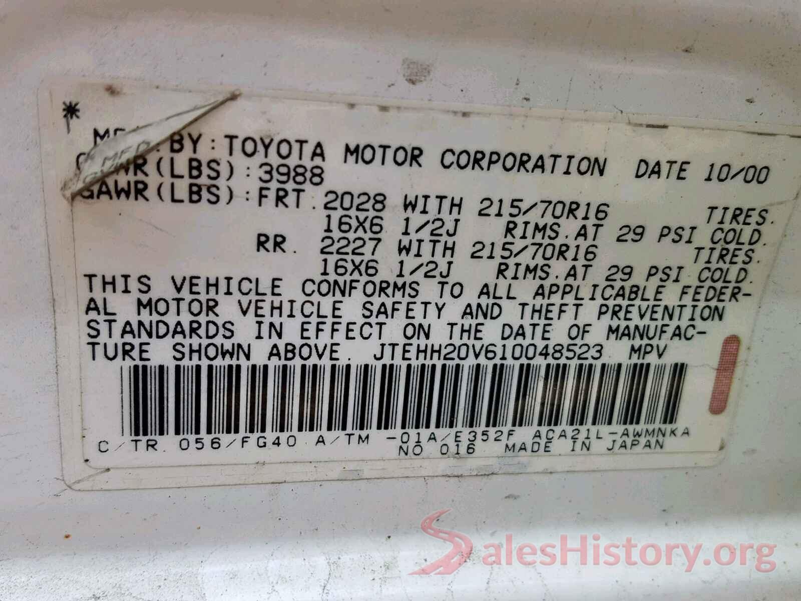 000WFREV9HW358383 2001 TOYOTA RAV4