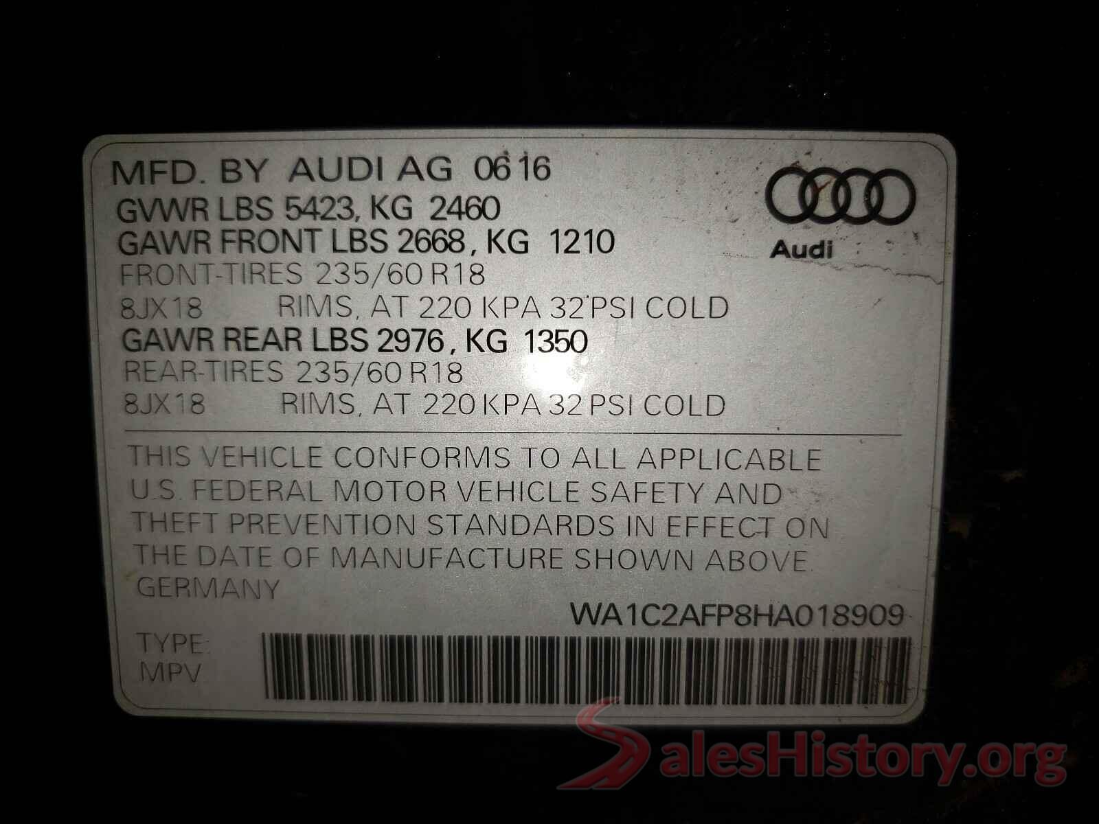 WA1C2AFP8HA018909 2017 AUDI Q5