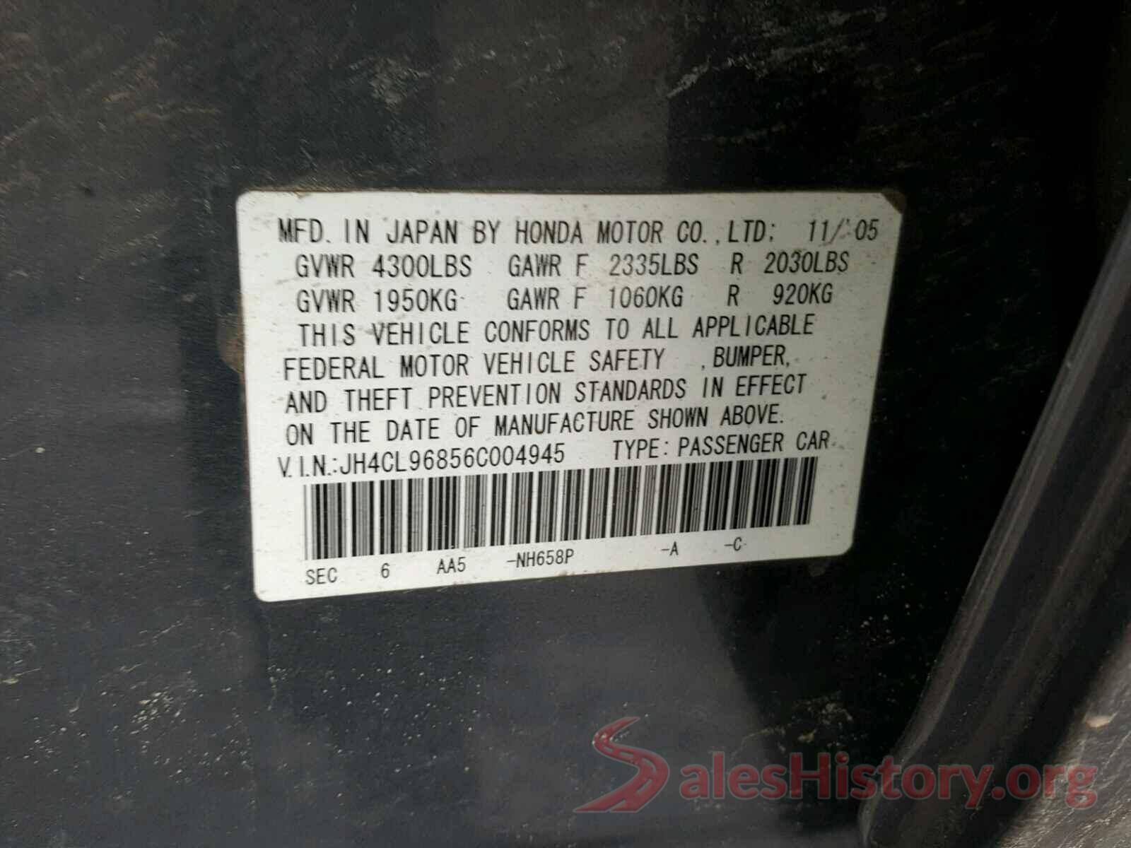 KNDPR3A63H7264938 2006 ACURA TSX