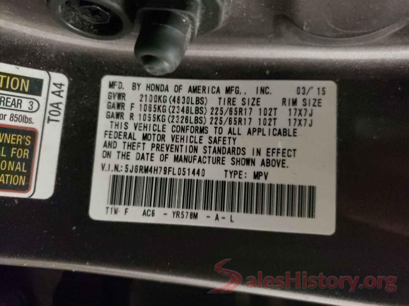 ML32F3FJ6HHF06458 2015 HONDA CRV