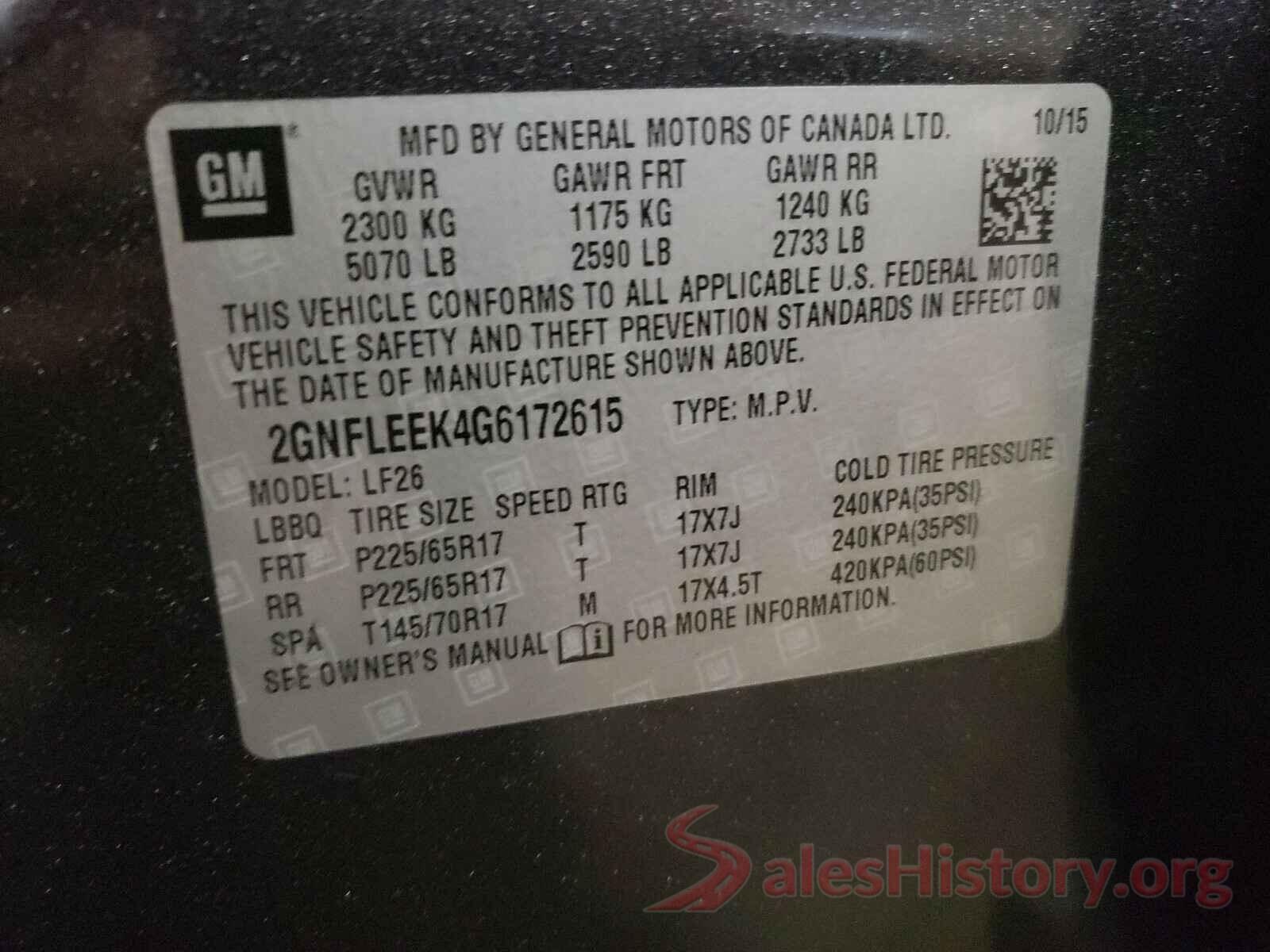 2GNFLEEK4G6172615 2016 CHEVROLET EQUINOX