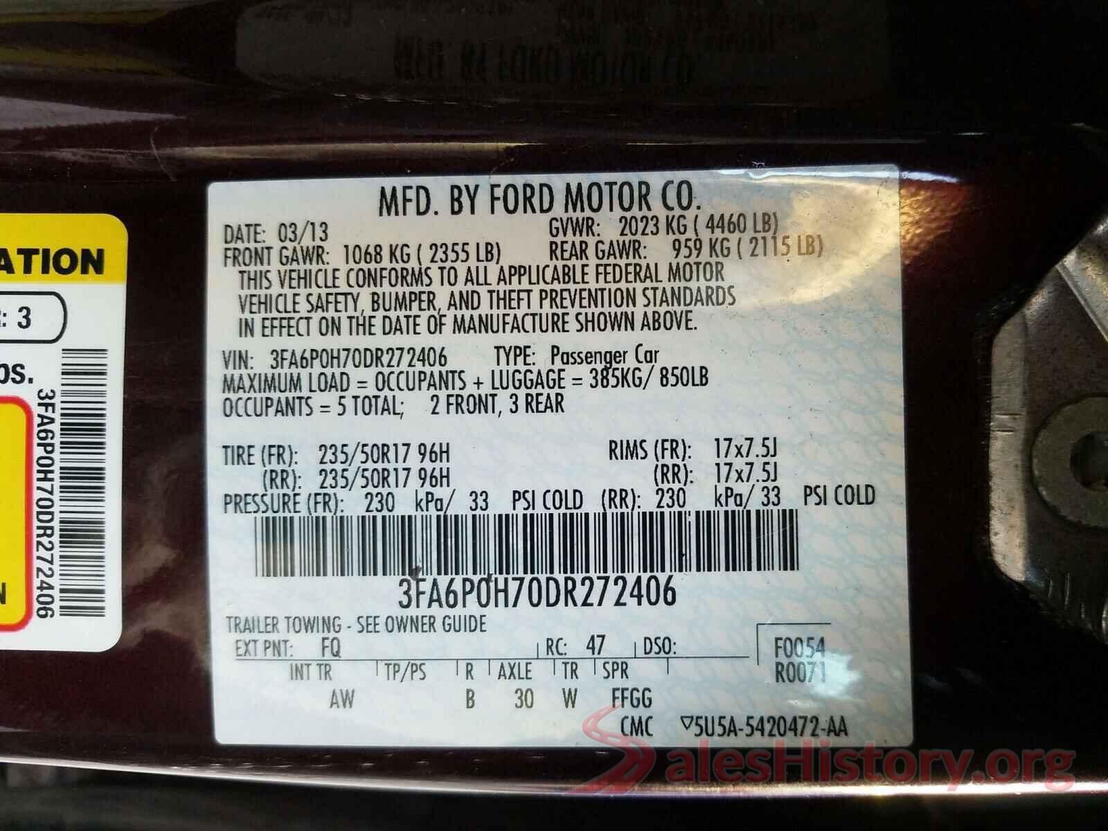 4T1B61HK5JU031205 2013 FORD FUSION