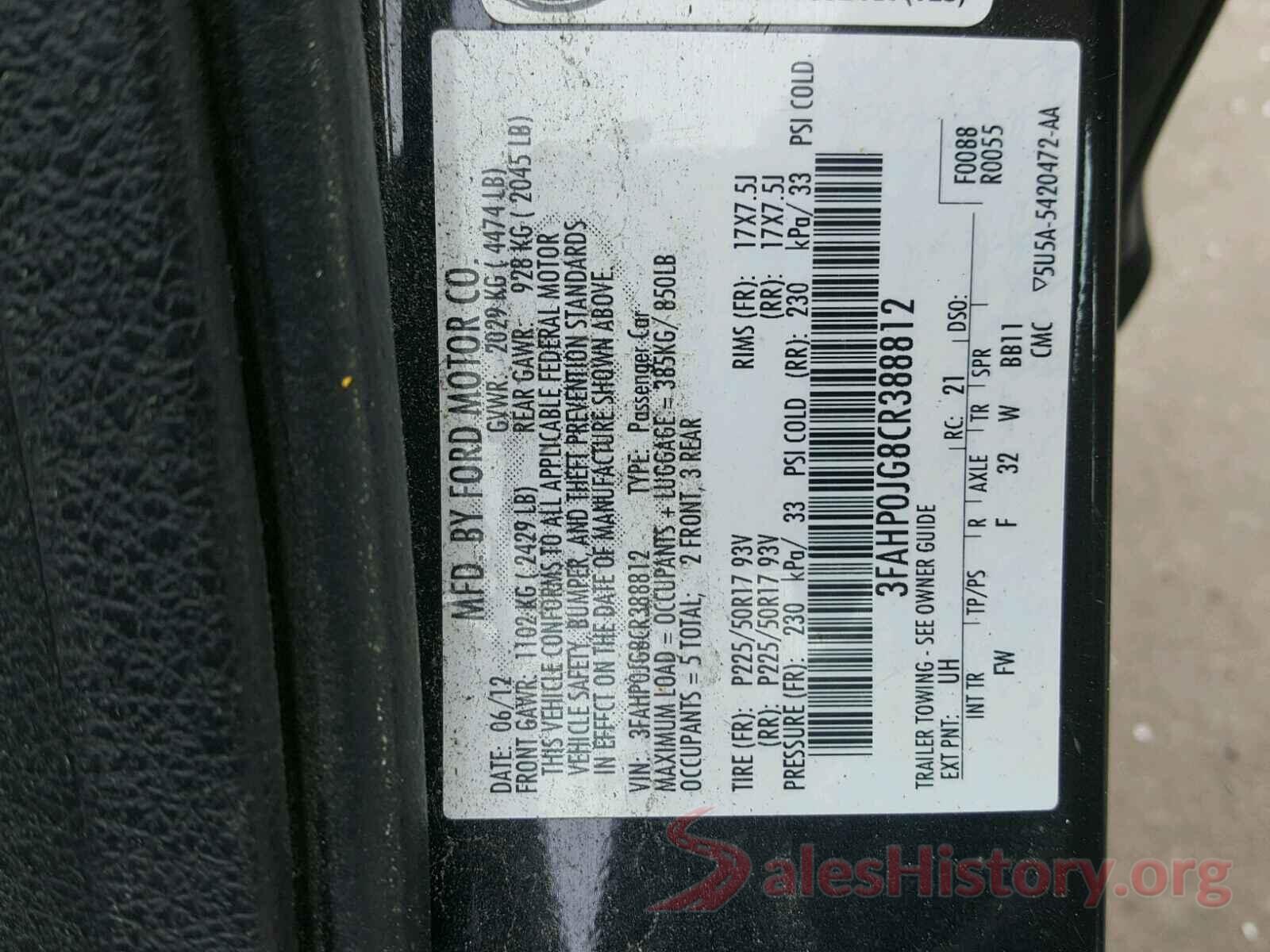 3HGGK5H43LM706282 2012 FORD FUSION