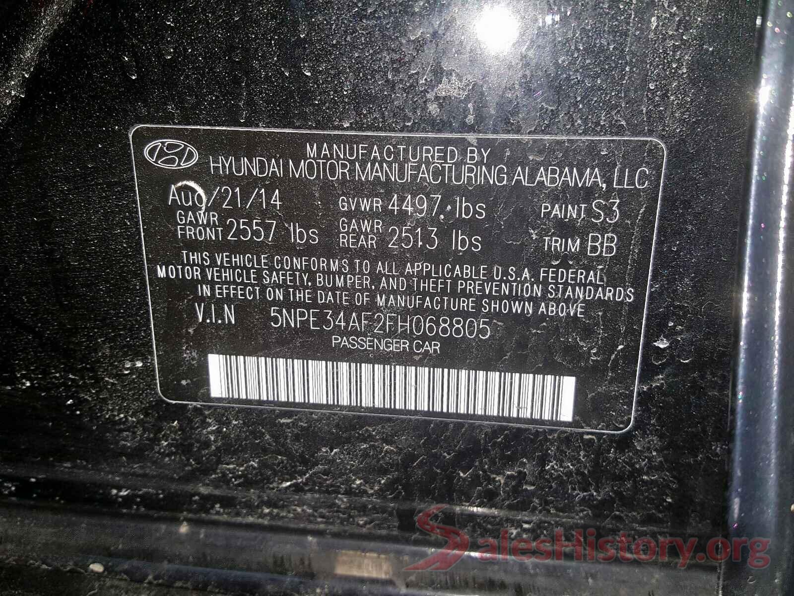 KNDCB3LCXL5438823 2015 HYUNDAI SONATA