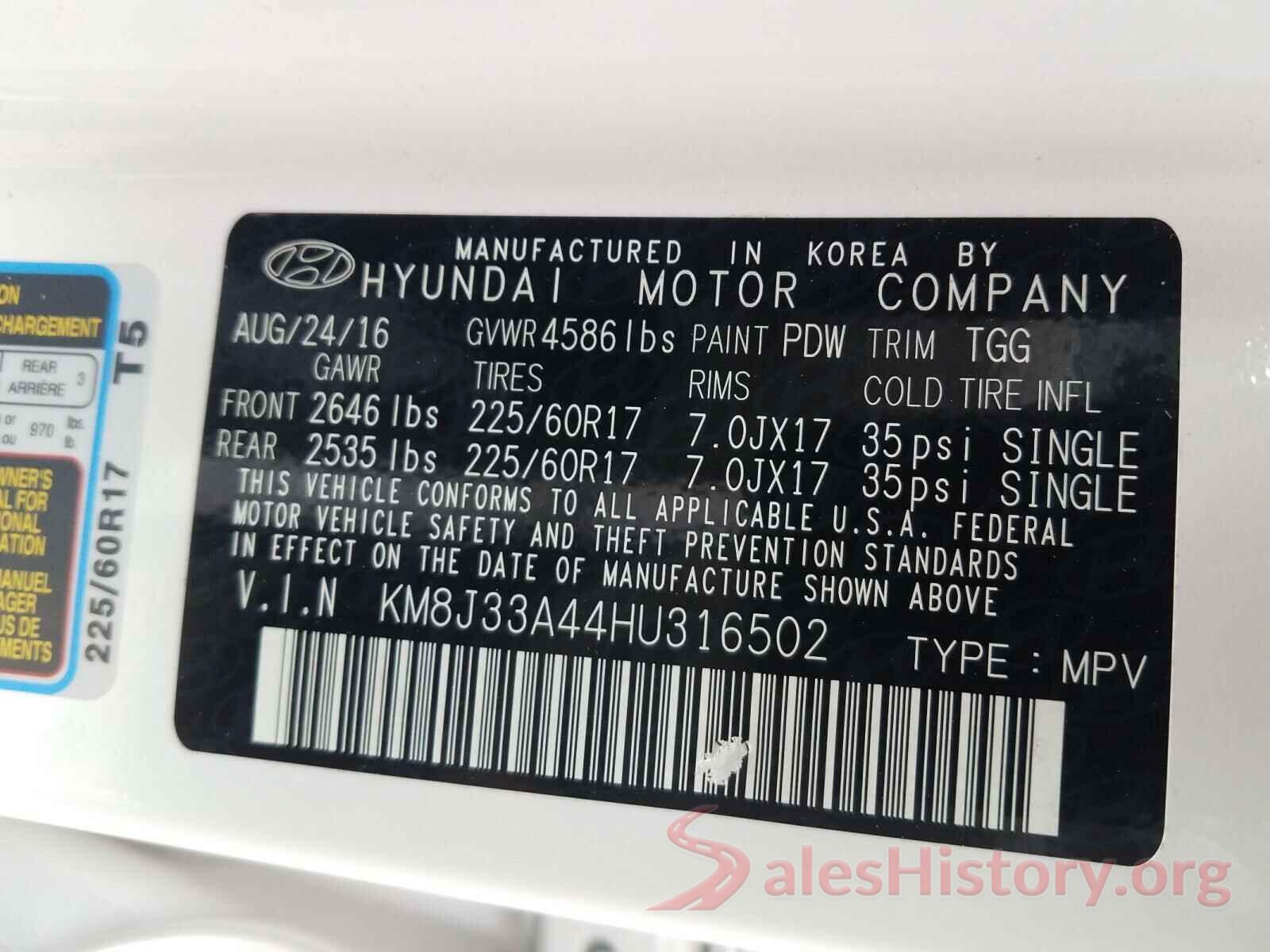 KM8J33A44HU316502 2017 HYUNDAI TUCSON