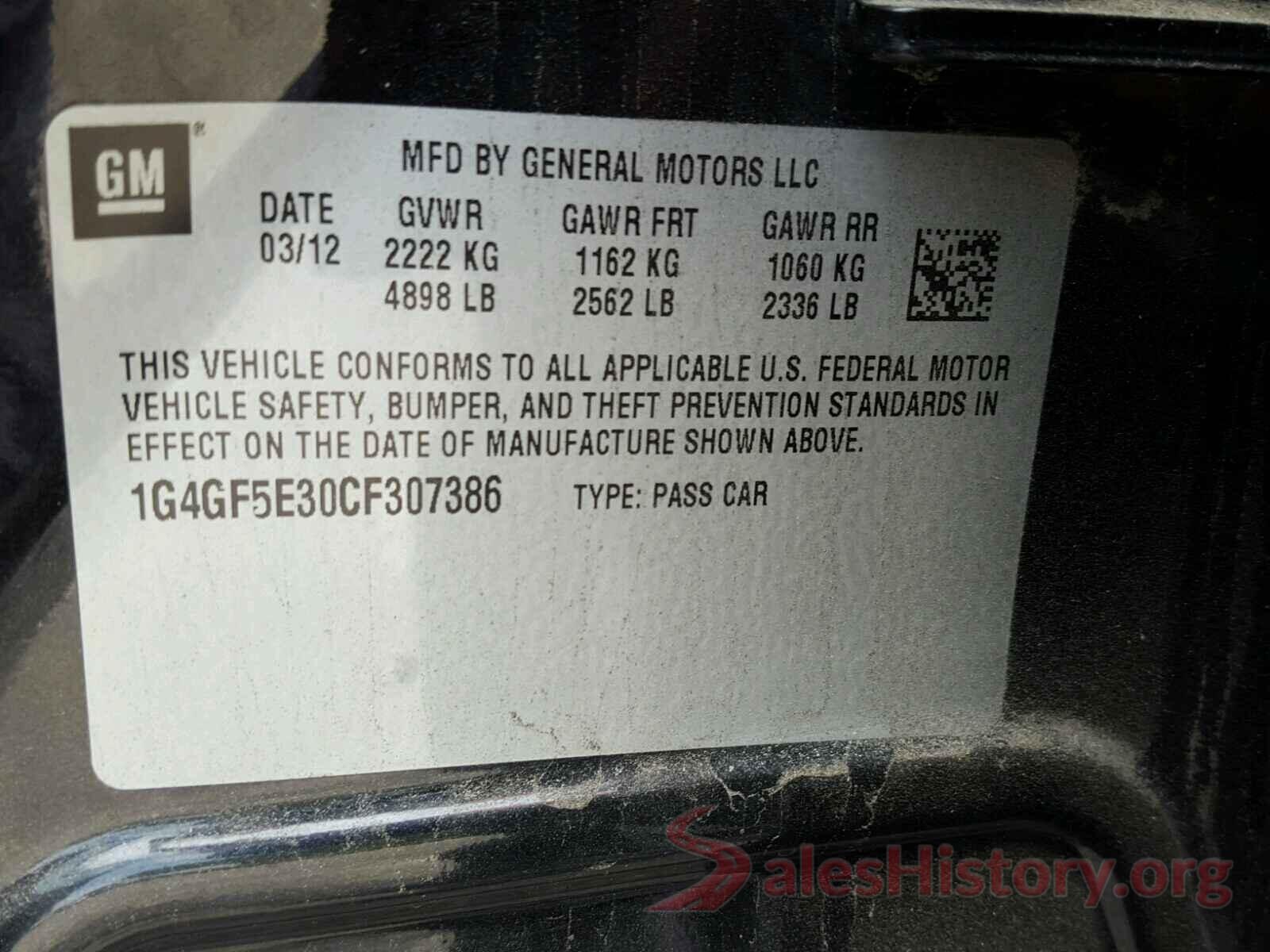 5TFAZ5CN4HX050031 2012 BUICK LACROSSE