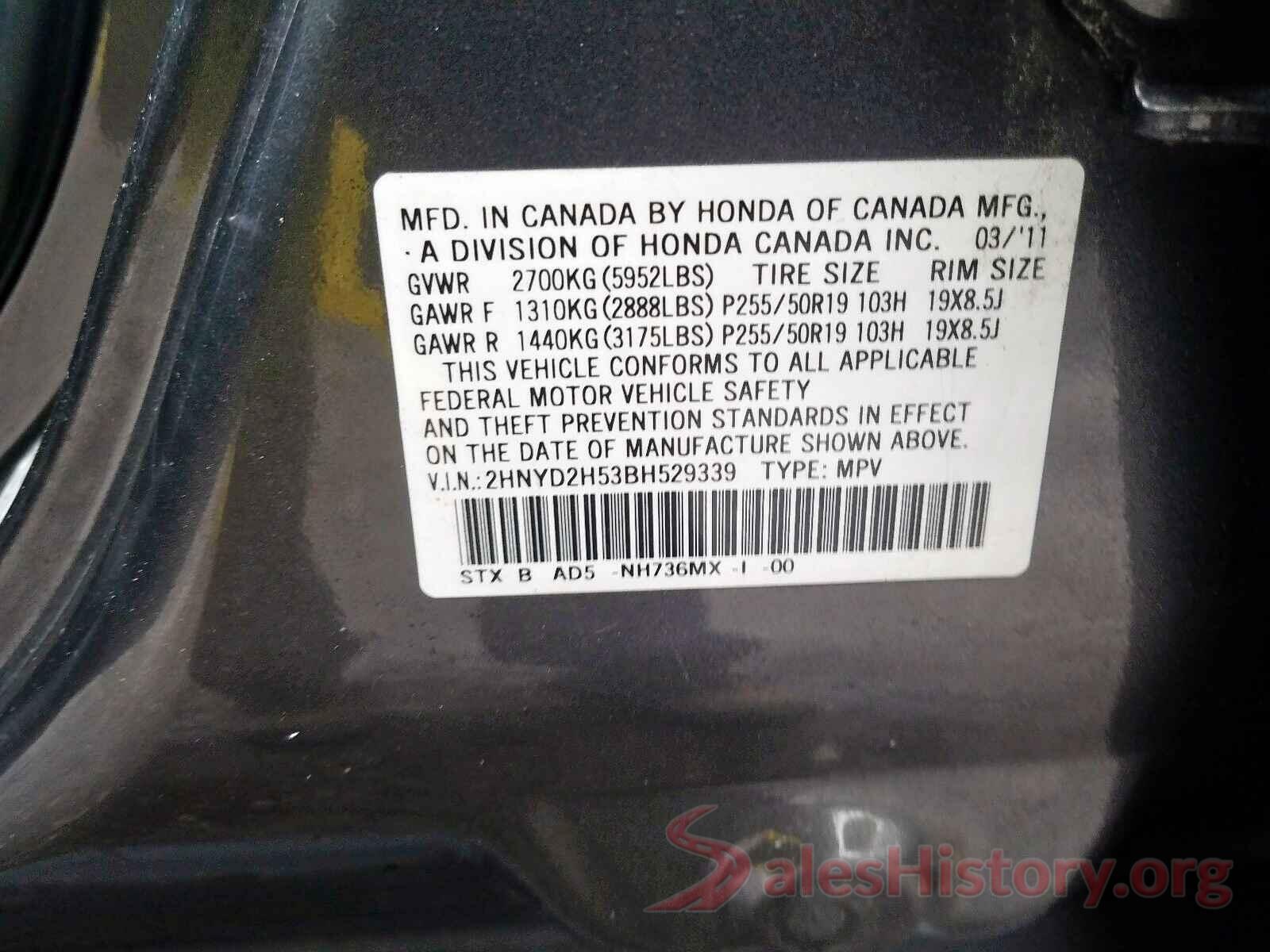 ZACCJBCT6GPE11533 2011 ACURA MDX