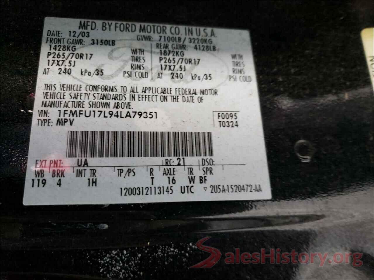 3VV2B7AX1LM106662 2004 FORD EXPEDITION