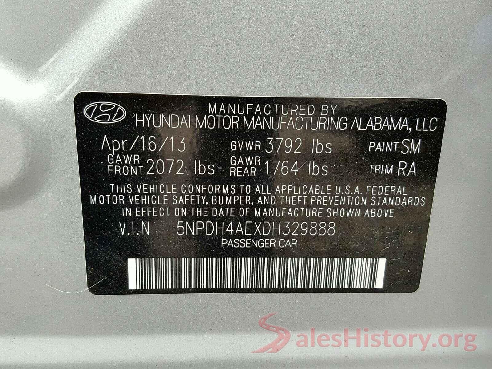 5N1AT2MV6JC769708 2013 HYUNDAI ELANTRA