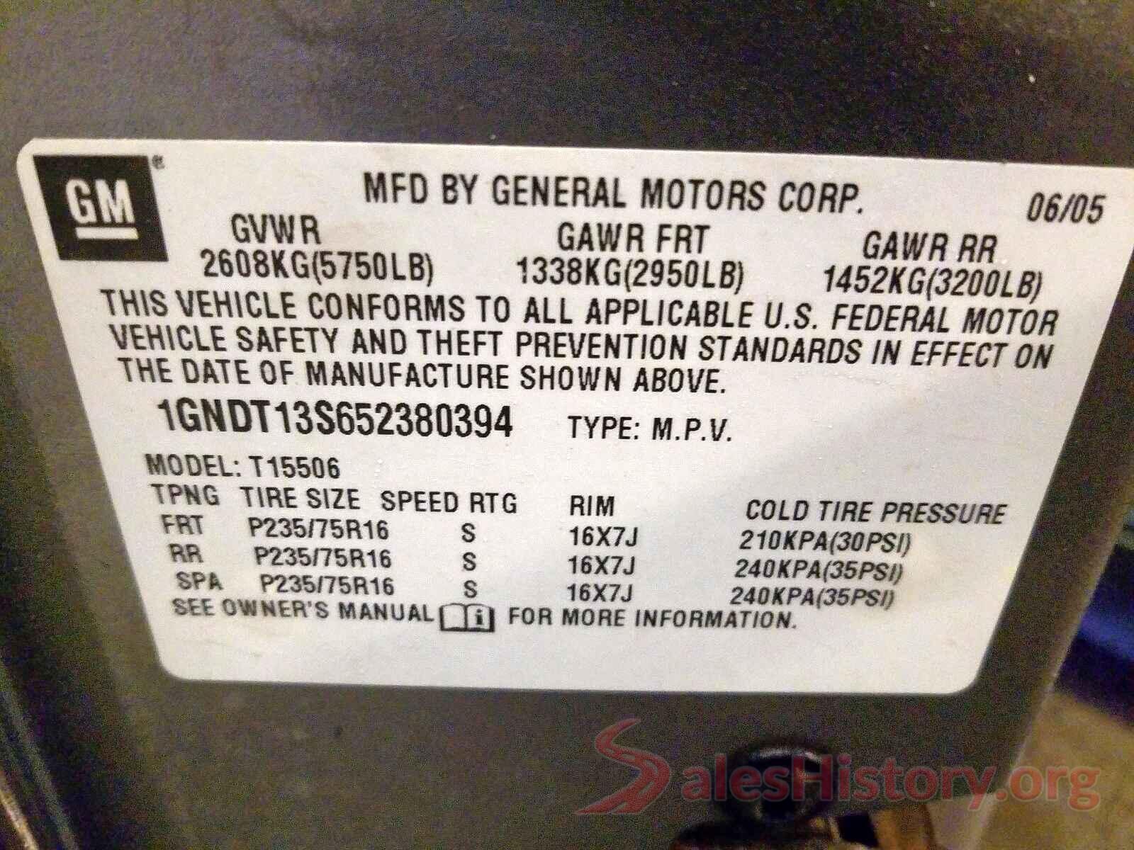 1C4PJMCB6GW219052 2005 CHEVROLET TRAILBLAZE