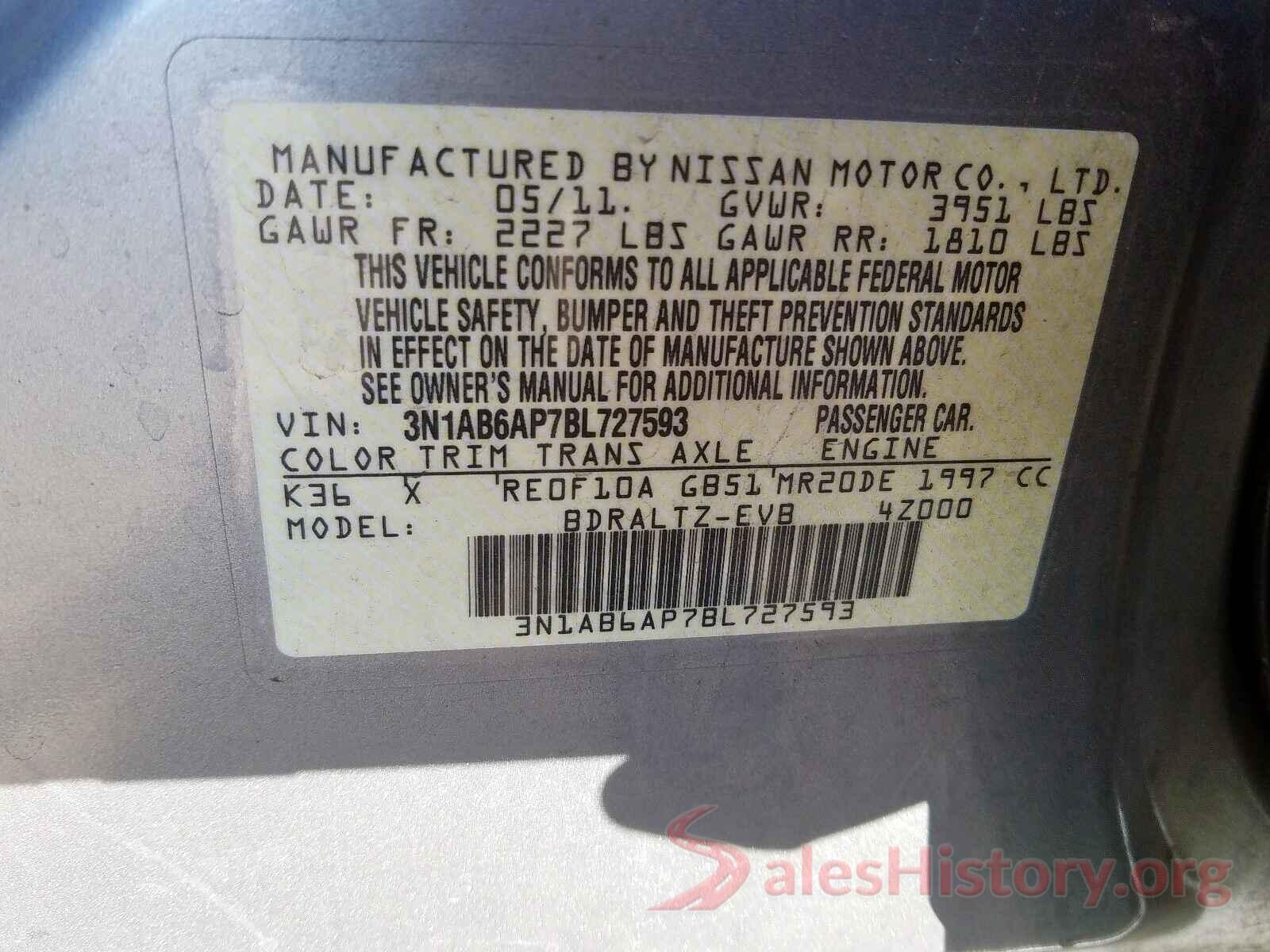 5YJ3E1EB1JF084265 2011 NISSAN SENTRA