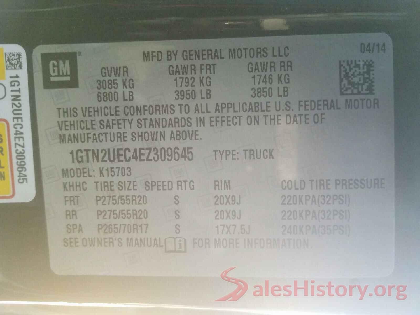 3N1AB7AP3HY405809 2014 GMC SIERRA