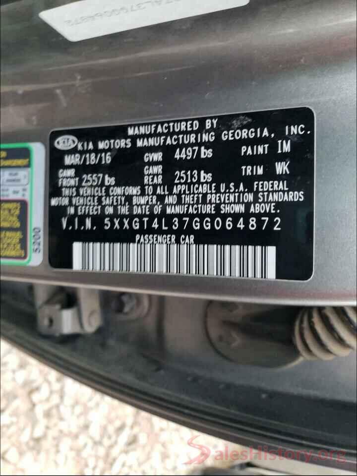 5XXGT4L37GG064872 2016 KIA OPTIMA