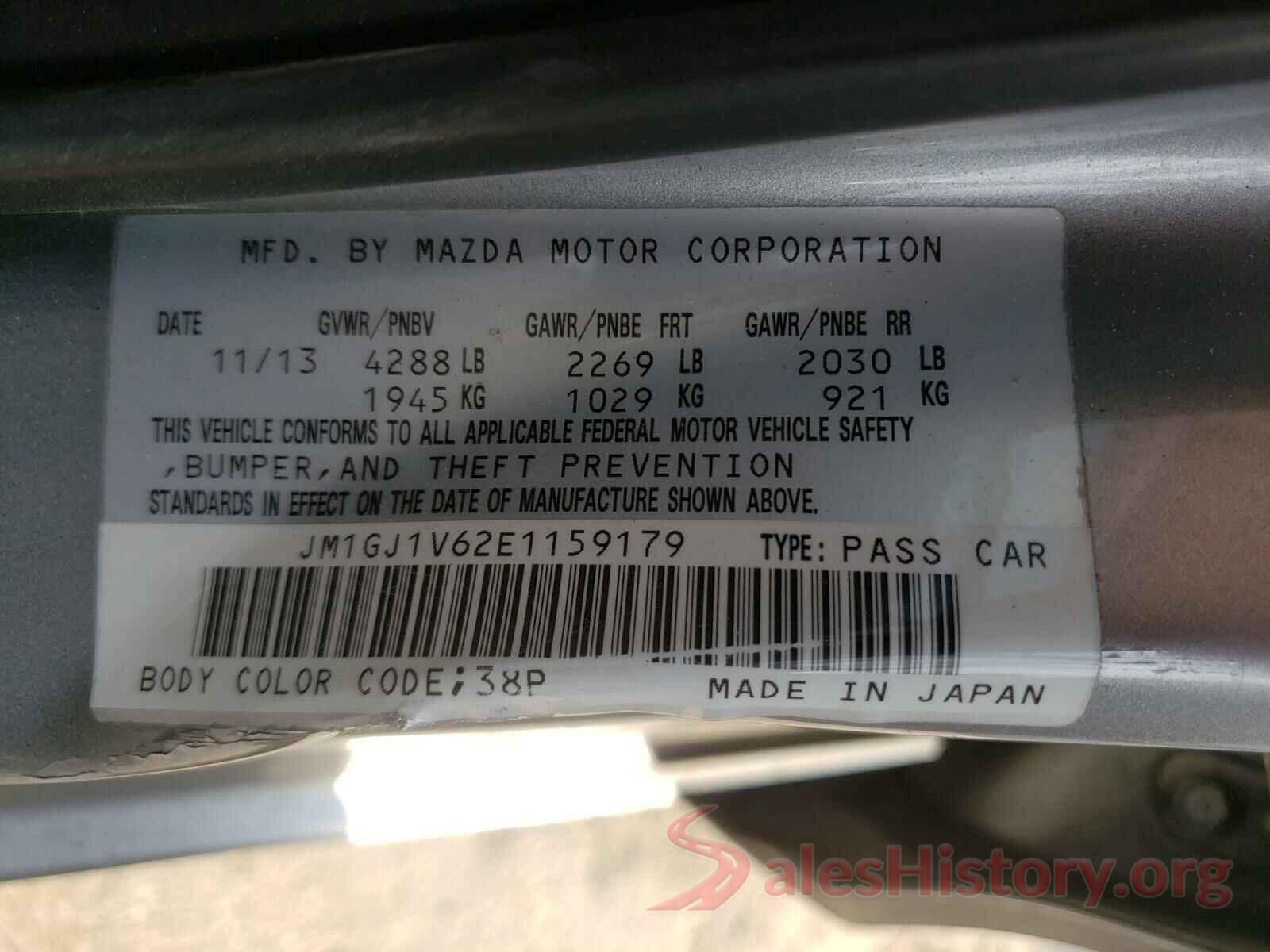 4T1B11HK4JU570011 2014 MAZDA 6