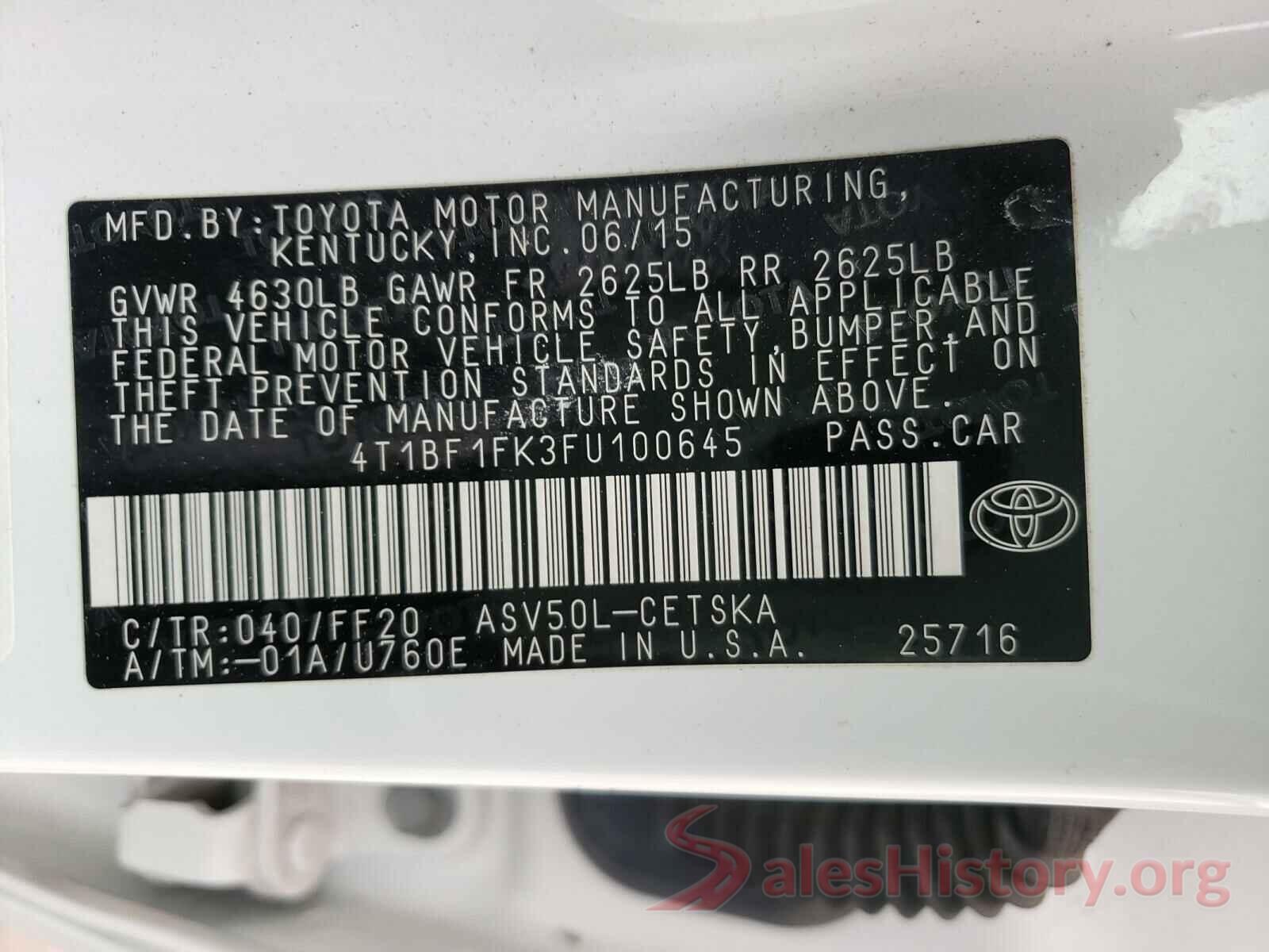 4T1BF1FK3FU100645 2015 TOYOTA CAMRY