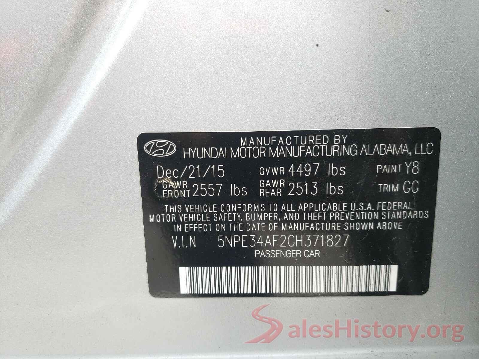 5NPE34AF2GH371827 2016 HYUNDAI SONATA