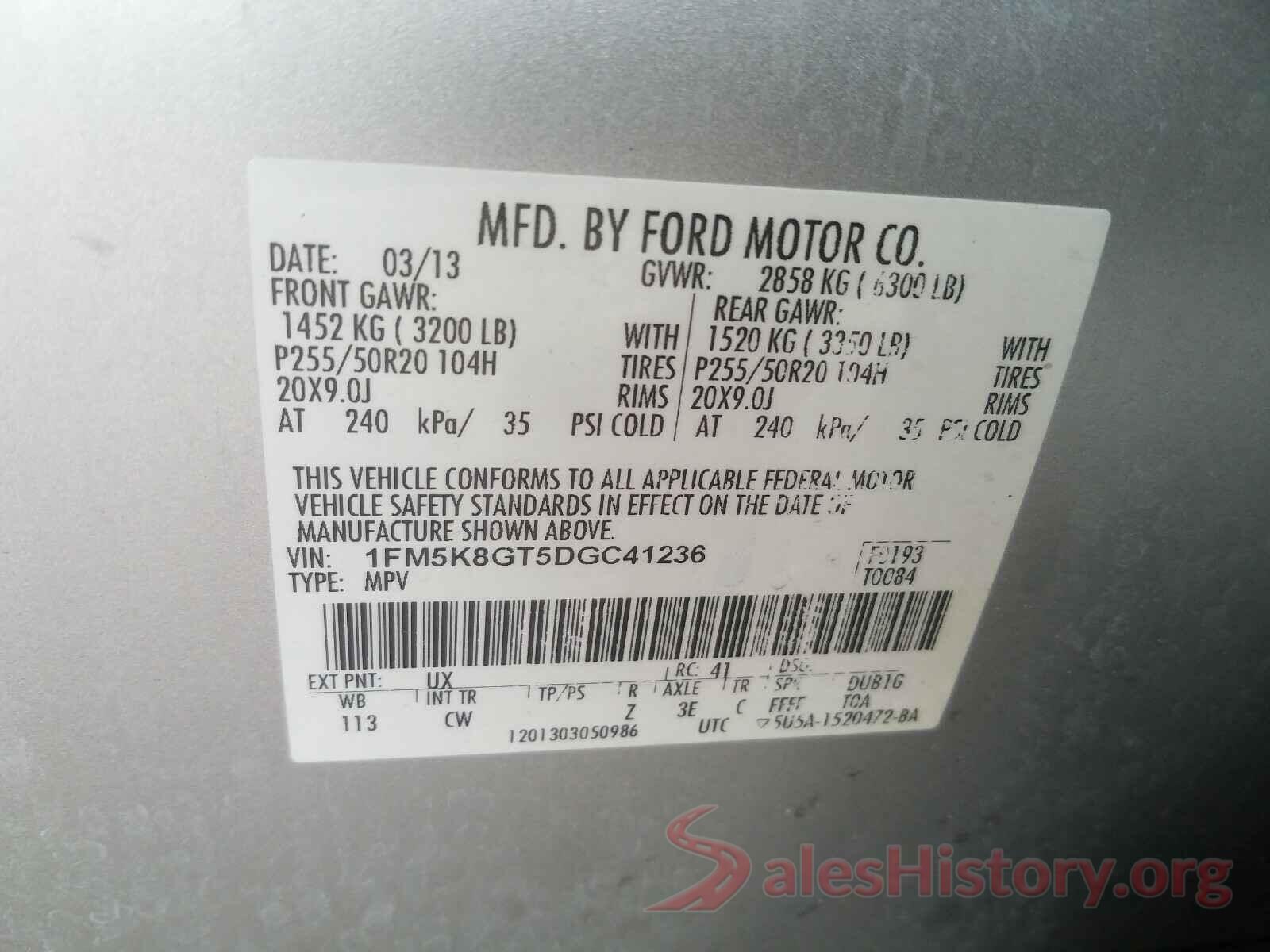 KM8J3CA47LU177233 2013 FORD EXPLORER