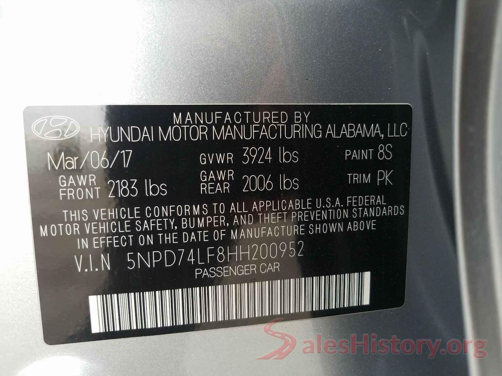 5NPEG4JA1MH075153 2017 HYUNDAI ELANTRA