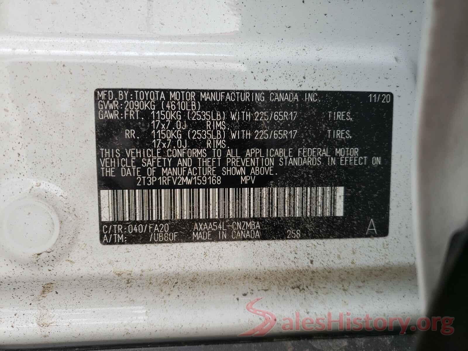 2T3P1RFV2MW159168 2021 TOYOTA RAV4