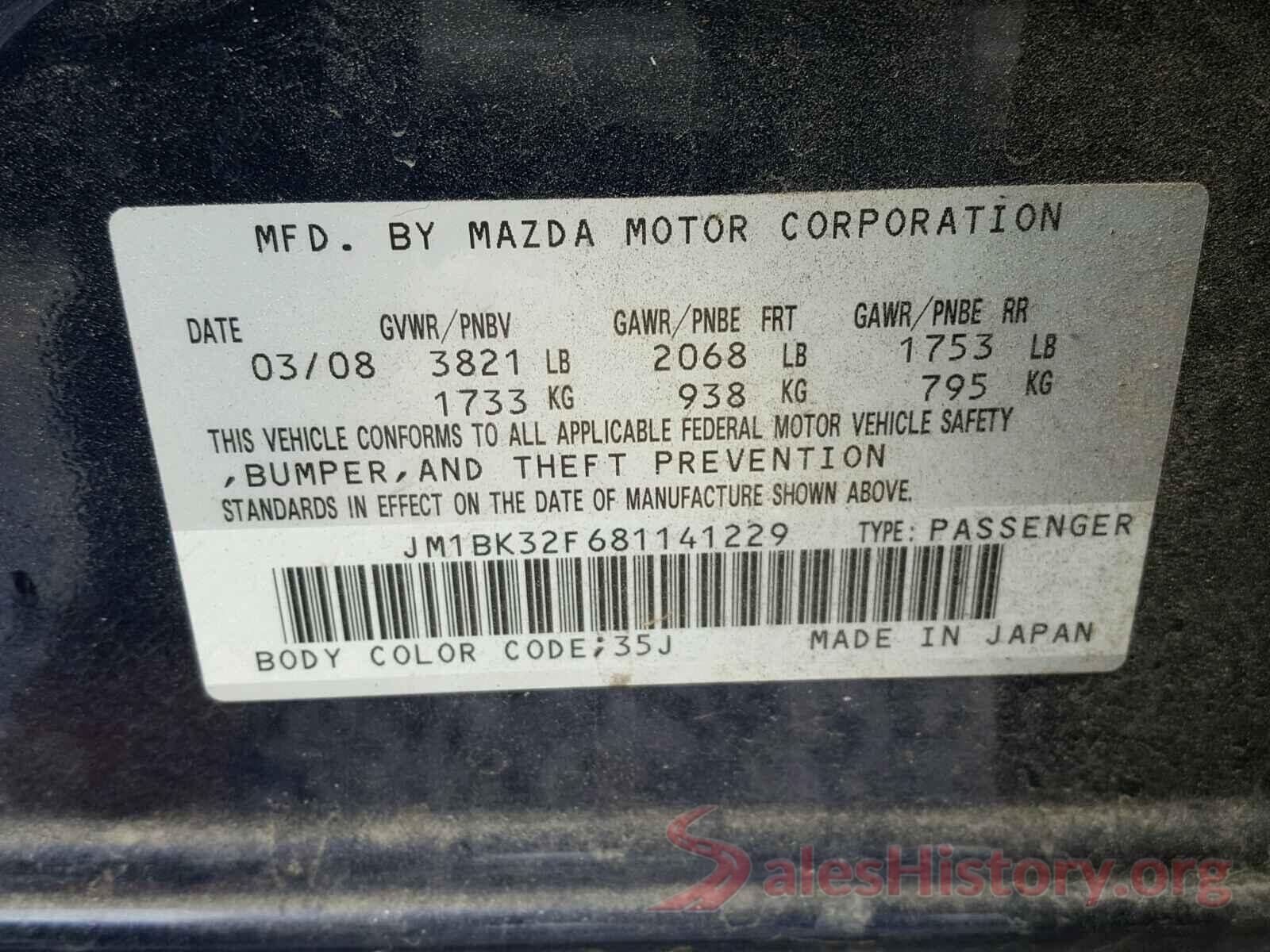 3N1AB7AP5GY273389 2008 MAZDA 3