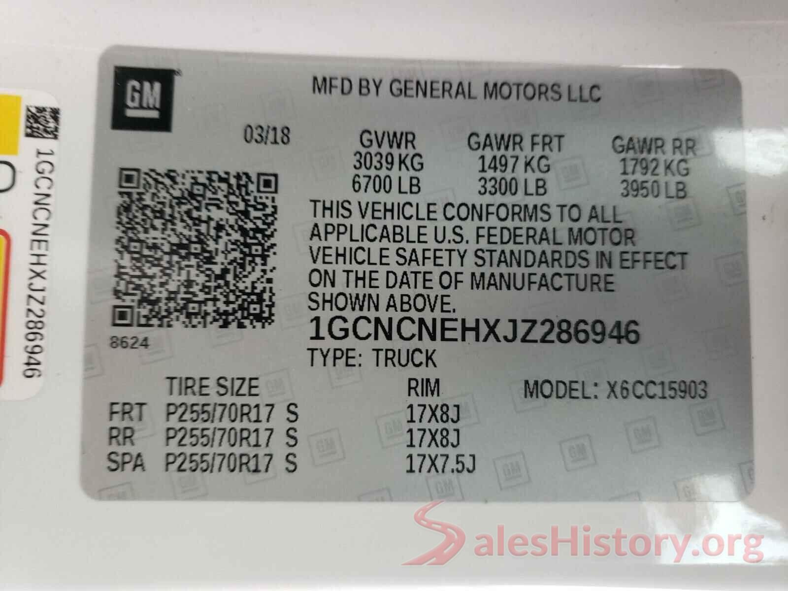 1GCNCNEHXJZ286946 2018 CHEVROLET SILVERADO