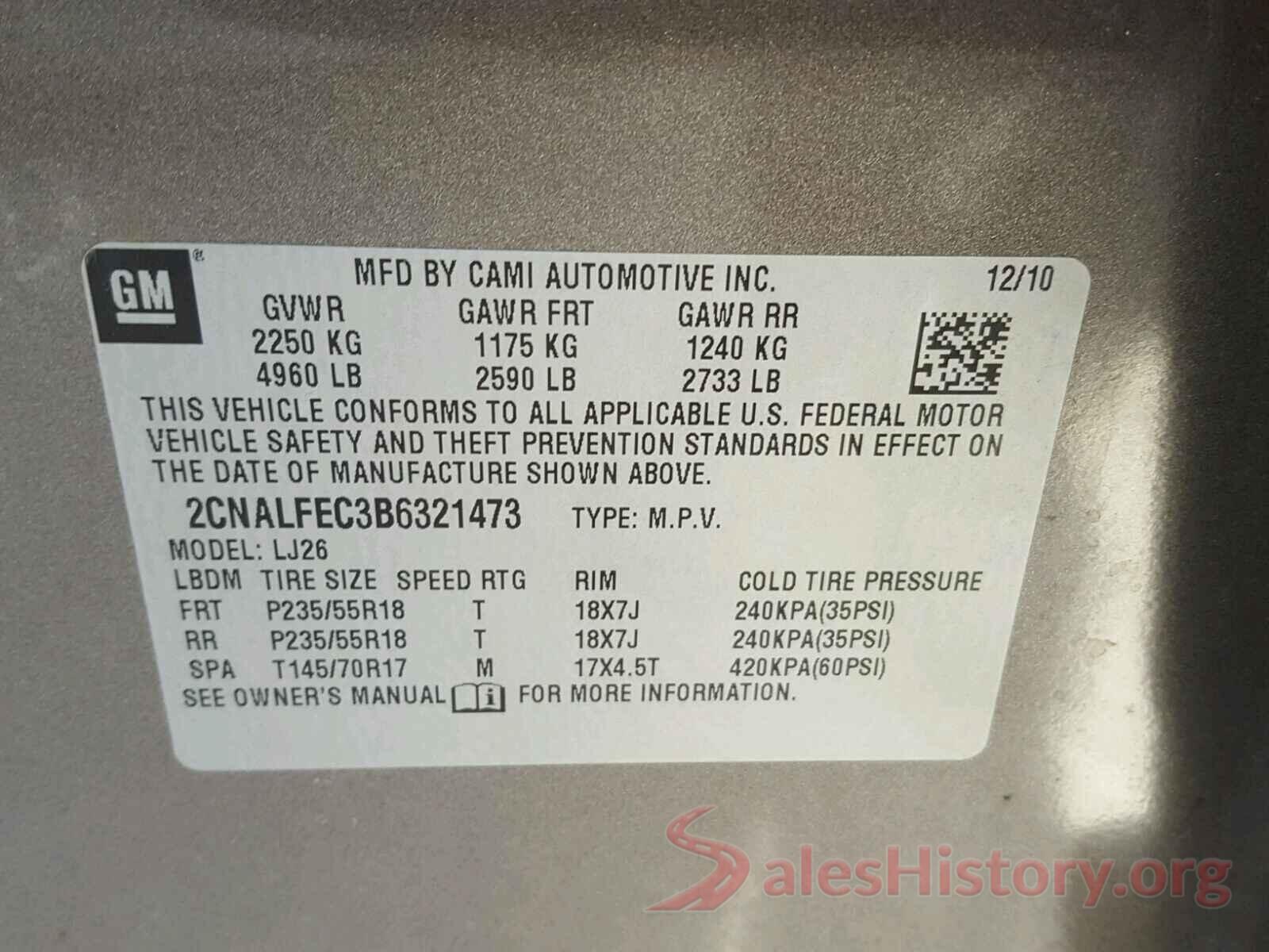 KNDP6CAC3L7678440 2011 CHEVROLET EQUINOX