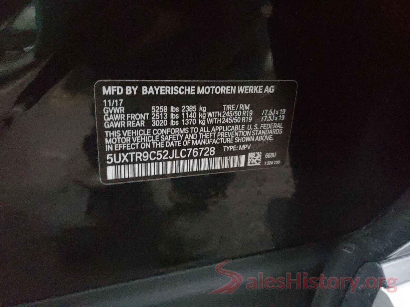 5UXTR9C52JLC76728 2018 BMW X3