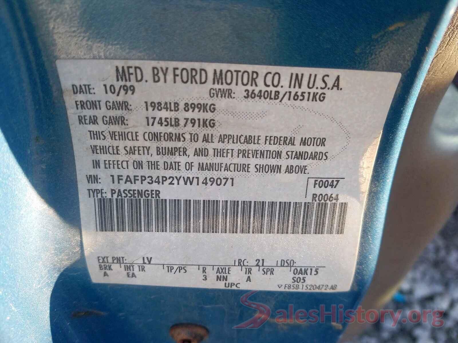 1FADP3M29HL243946 2000 FORD FOCUS