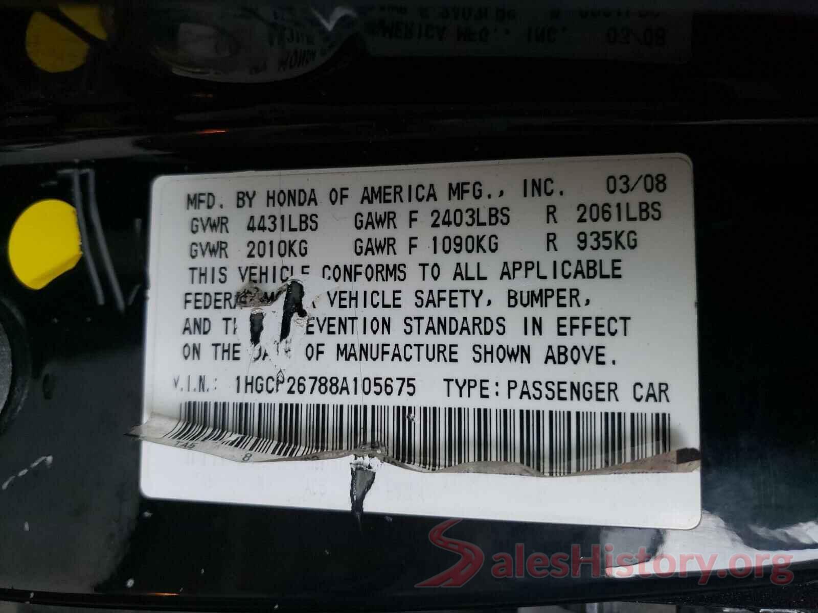 2T1BURHE3JC017108 2008 HONDA ACCORD