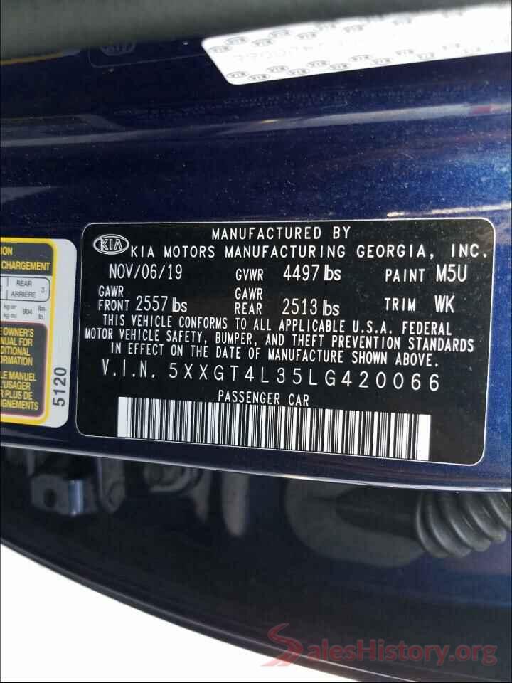 5XXGT4L35LG420066 2020 KIA OPTIMA