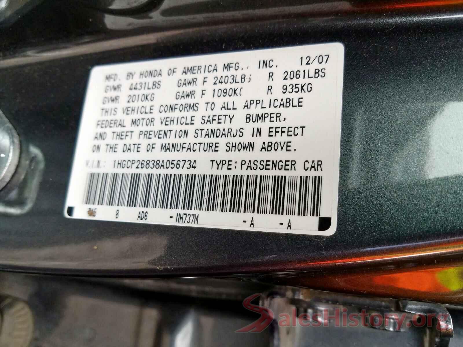 3VWD67AJ0GM260760 2008 HONDA ACCORD