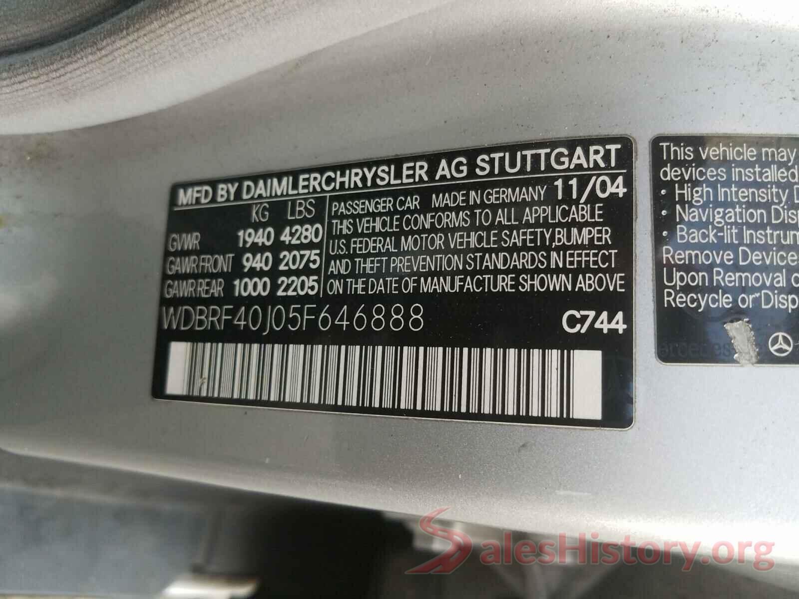 3N1AB7AP0GY253972 2005 MERCEDES-BENZ C CLASS