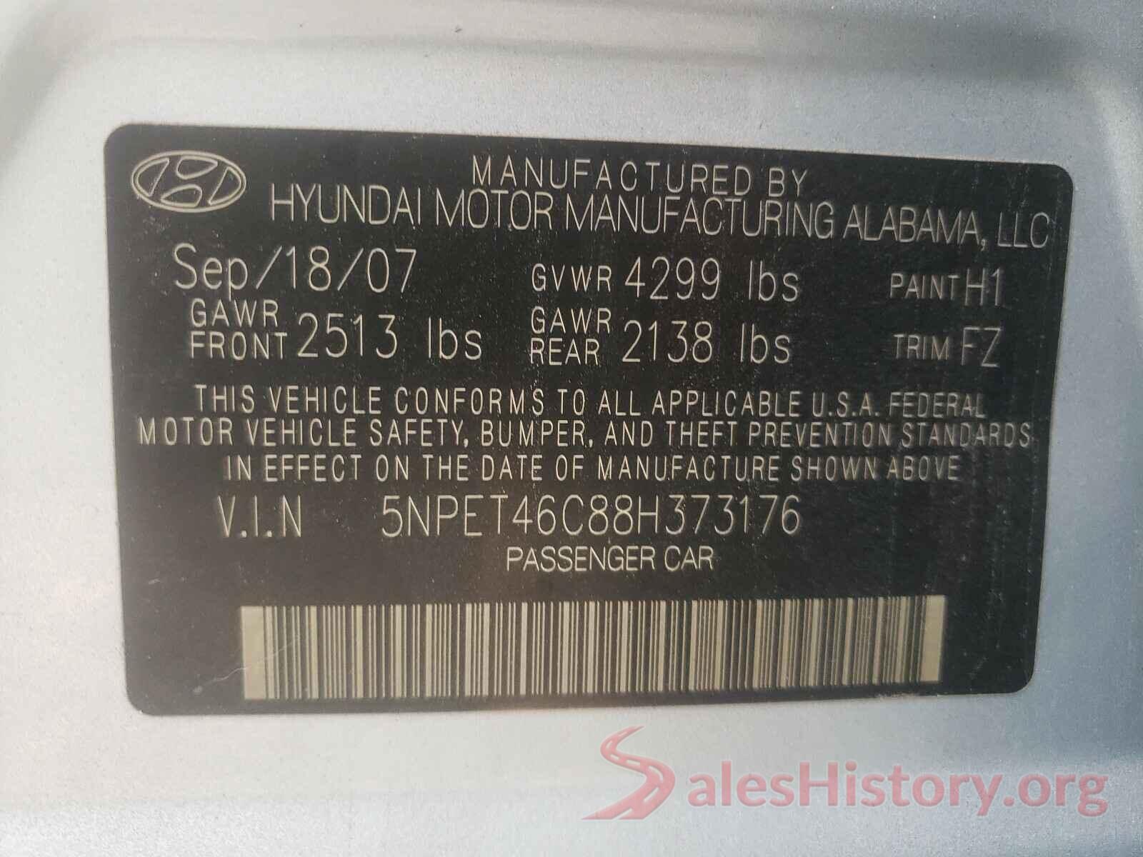 5TFCZ5AN2LX223162 2008 HYUNDAI SONATA