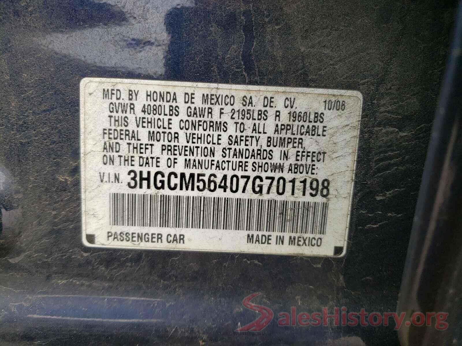 5NPE34AF4JH688466 2007 HONDA ACCORD