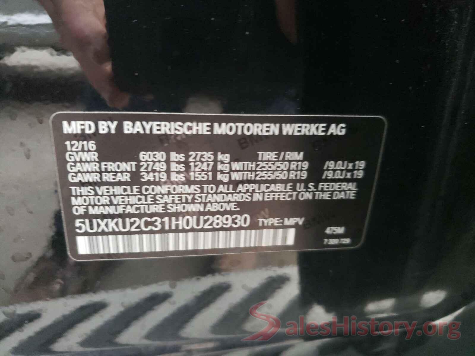 5UXKU2C31H0U28930 2017 BMW X6