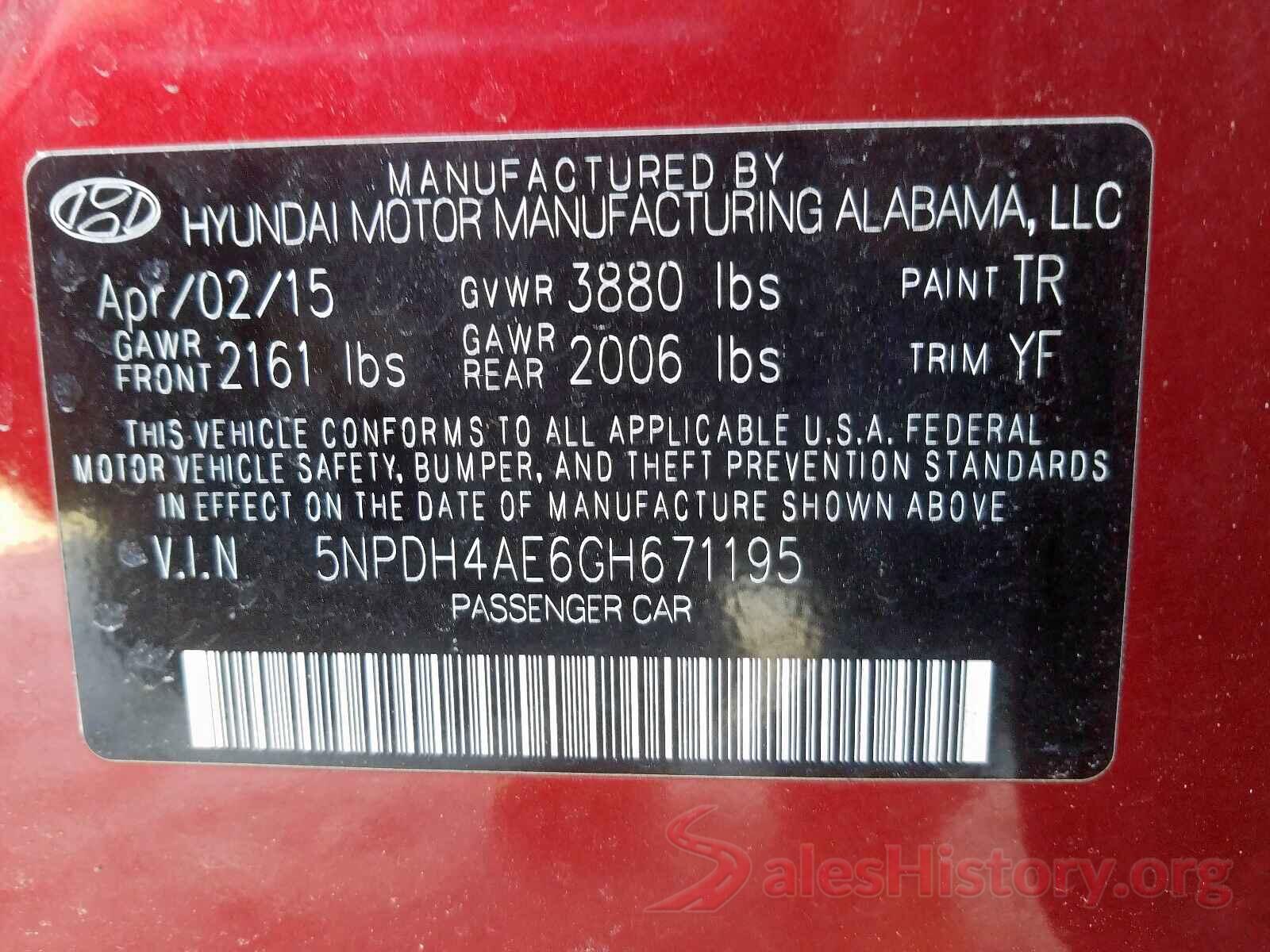 3VWCB7BU5LM034630 2016 HYUNDAI ELANTRA