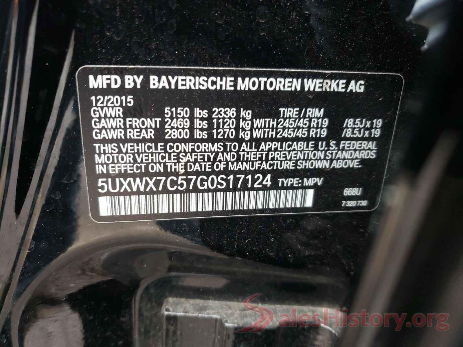 5UXWX7C57G0S17124 2016 BMW X3