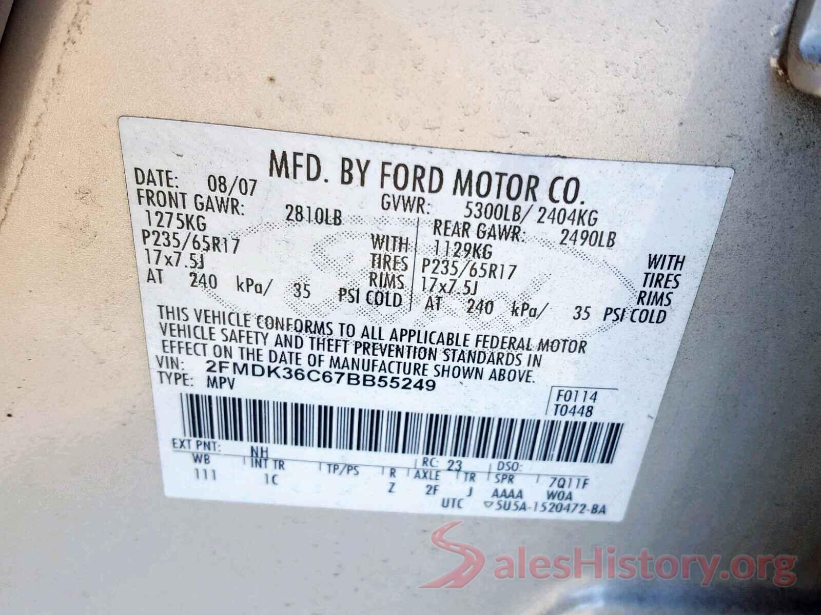 1FTEX1C84HKD77729 2007 FORD EDGE SE