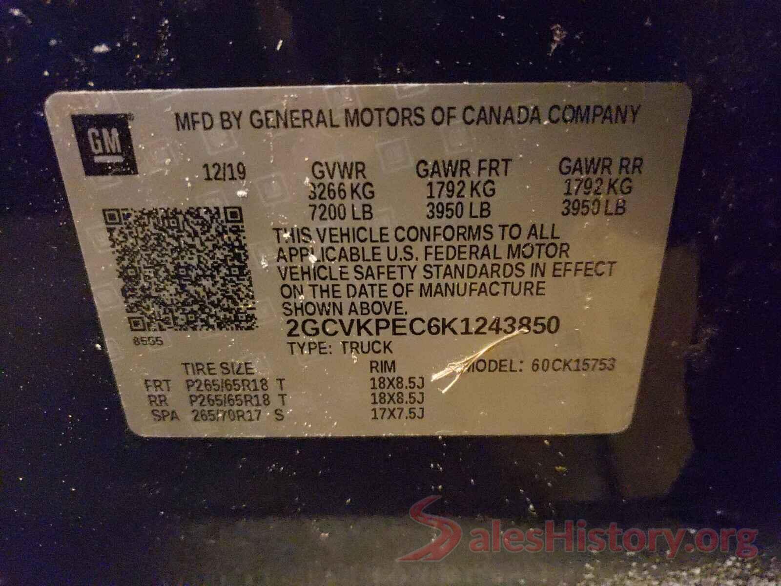 2GCVKPEC6K1243850 2019 CHEVROLET SILVERADO