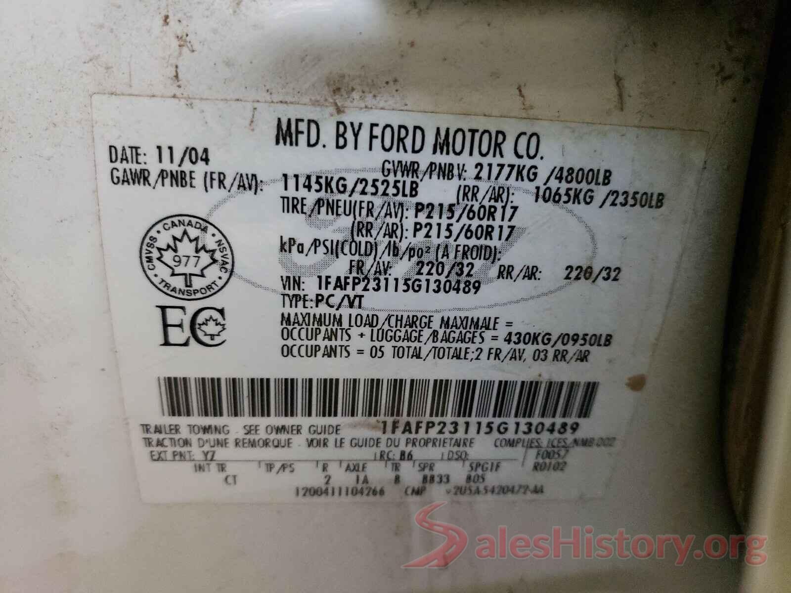 1C4PJMDB1GW174486 2005 FORD FIVE HUNDR