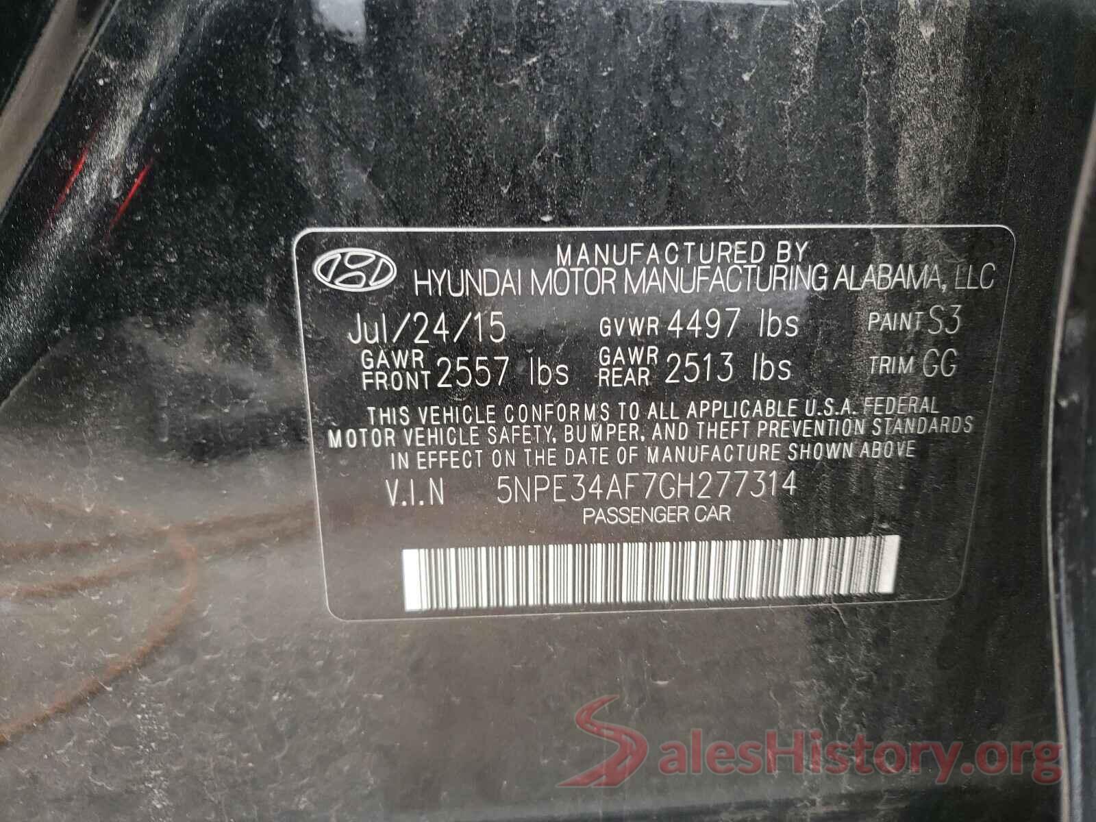 5NPE34AF7GH277314 2016 HYUNDAI SONATA