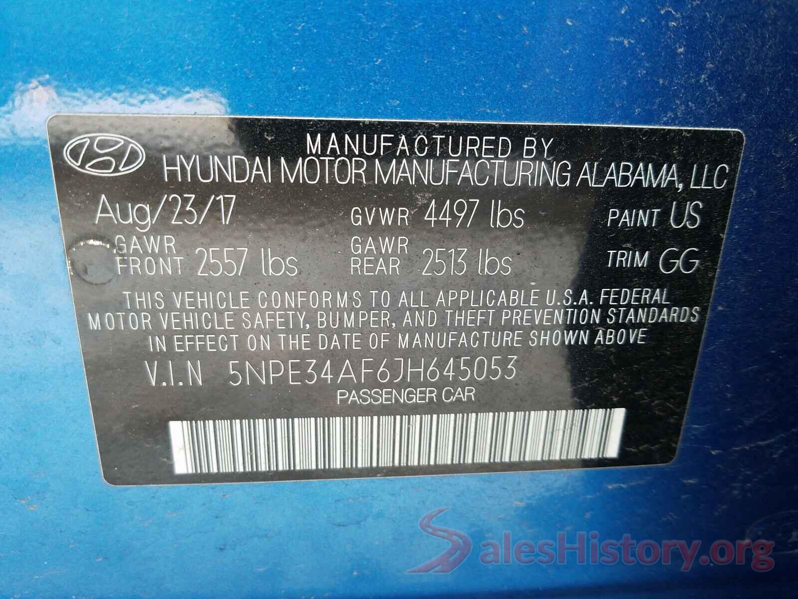 5NPE34AF6JH645053 2018 HYUNDAI SONATA