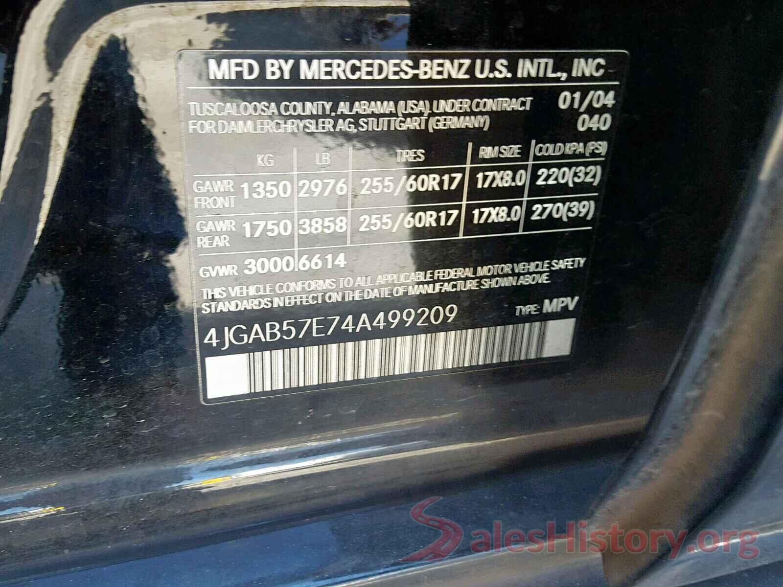 5YJ3E1EA9JF172813 2004 MERCEDES-BENZ ML 350