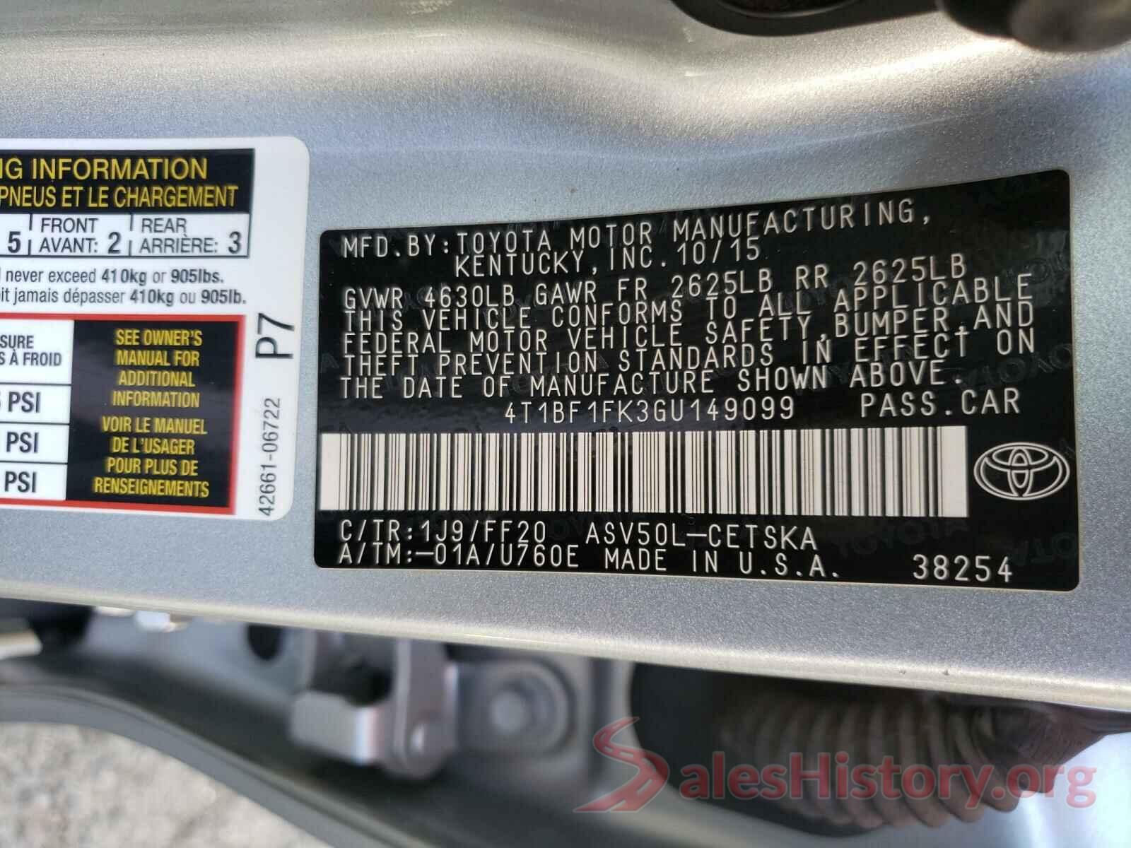 4T1BF1FK3GU149099 2016 TOYOTA CAMRY