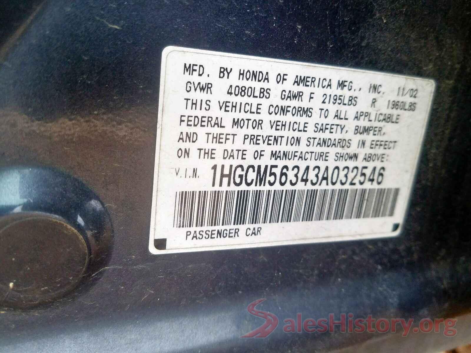 JA4AZ3A34LZ044260 2003 HONDA ACCORD