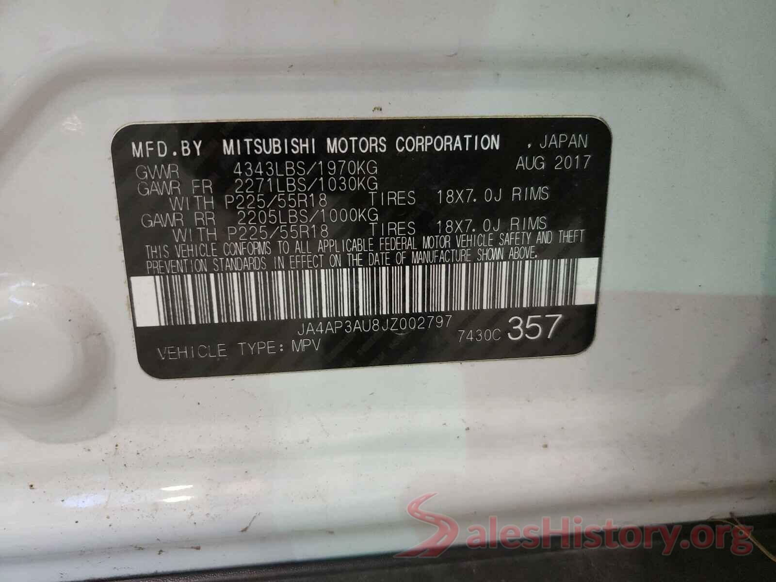 3TMAZ5CN5LM122255 2018 MITSUBISHI OUTLANDER