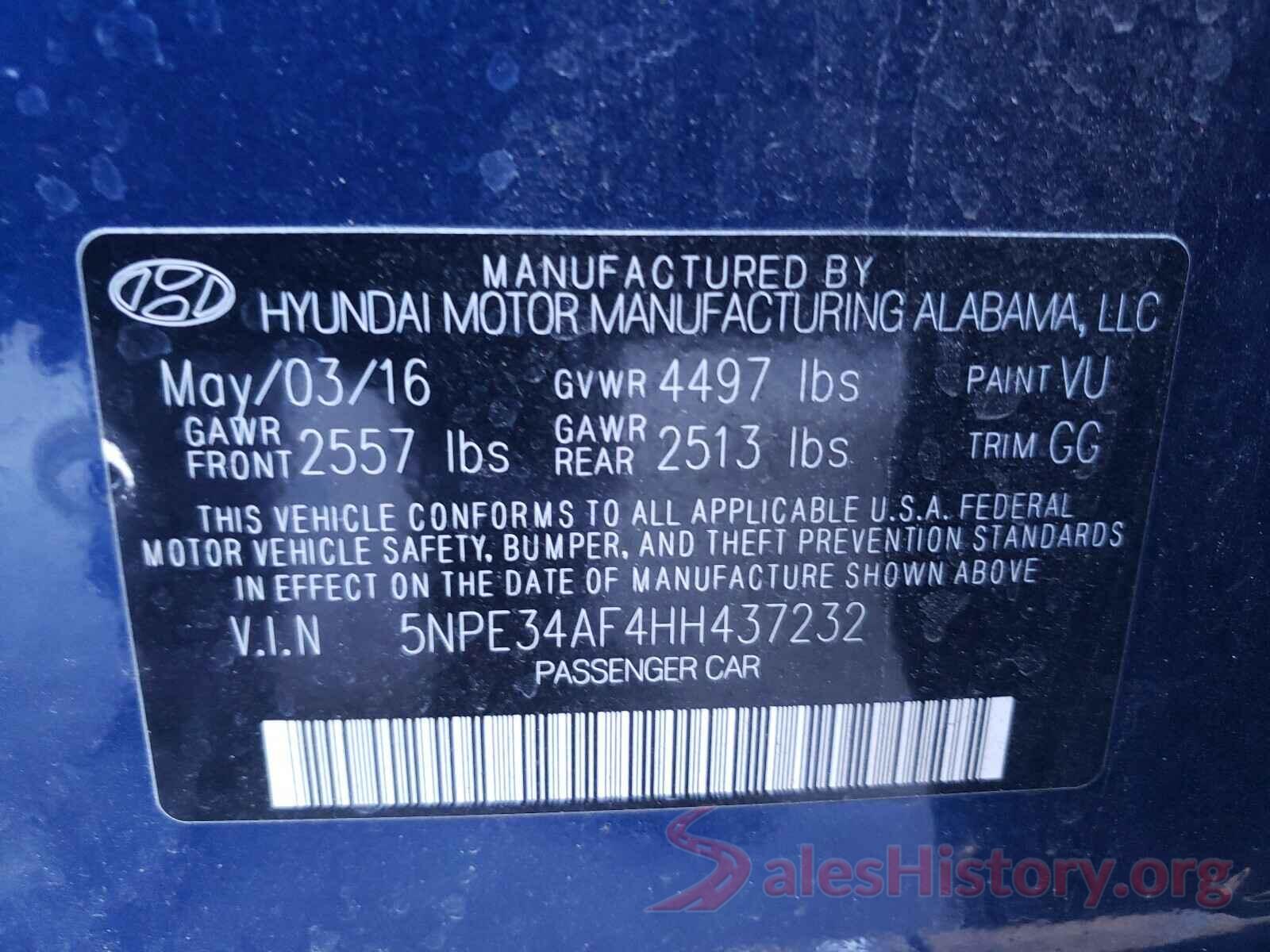 5NPE34AF4HH437232 2017 HYUNDAI SONATA