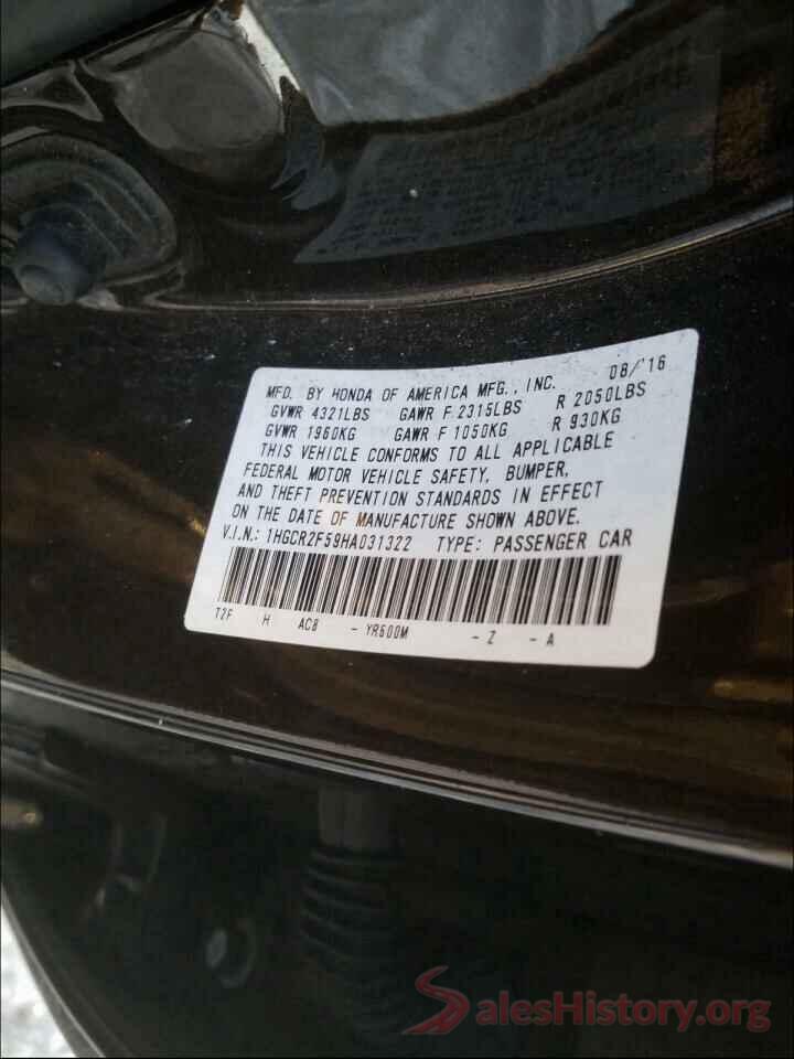 1HGCR2F59HA031322 2017 HONDA ACCORD